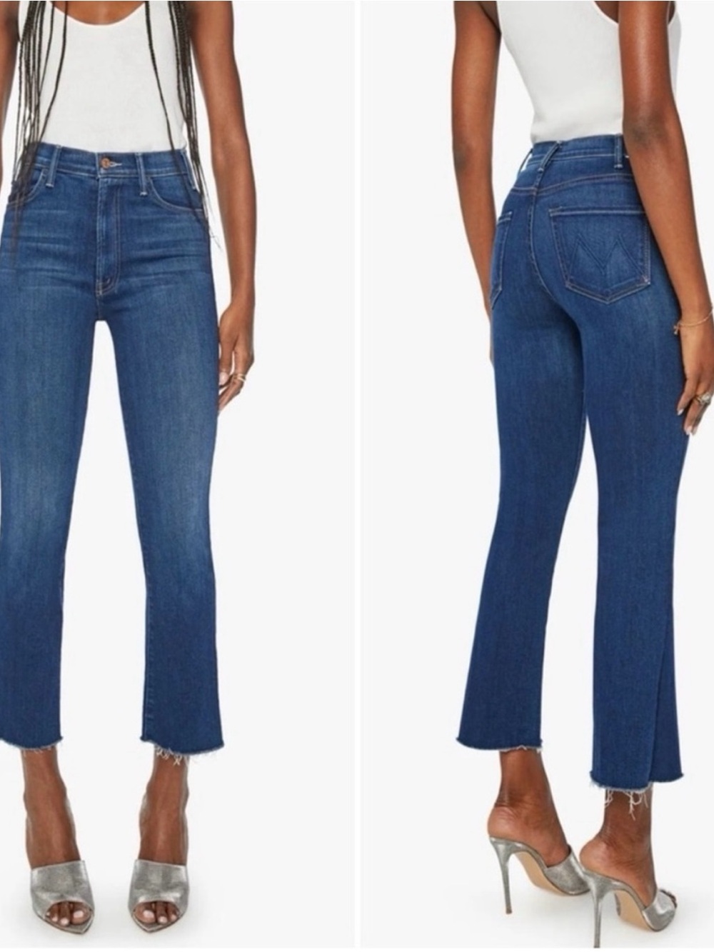 MOTHER The Hustler Ankle Fray Jeans Home Movies, Blue, Size 29